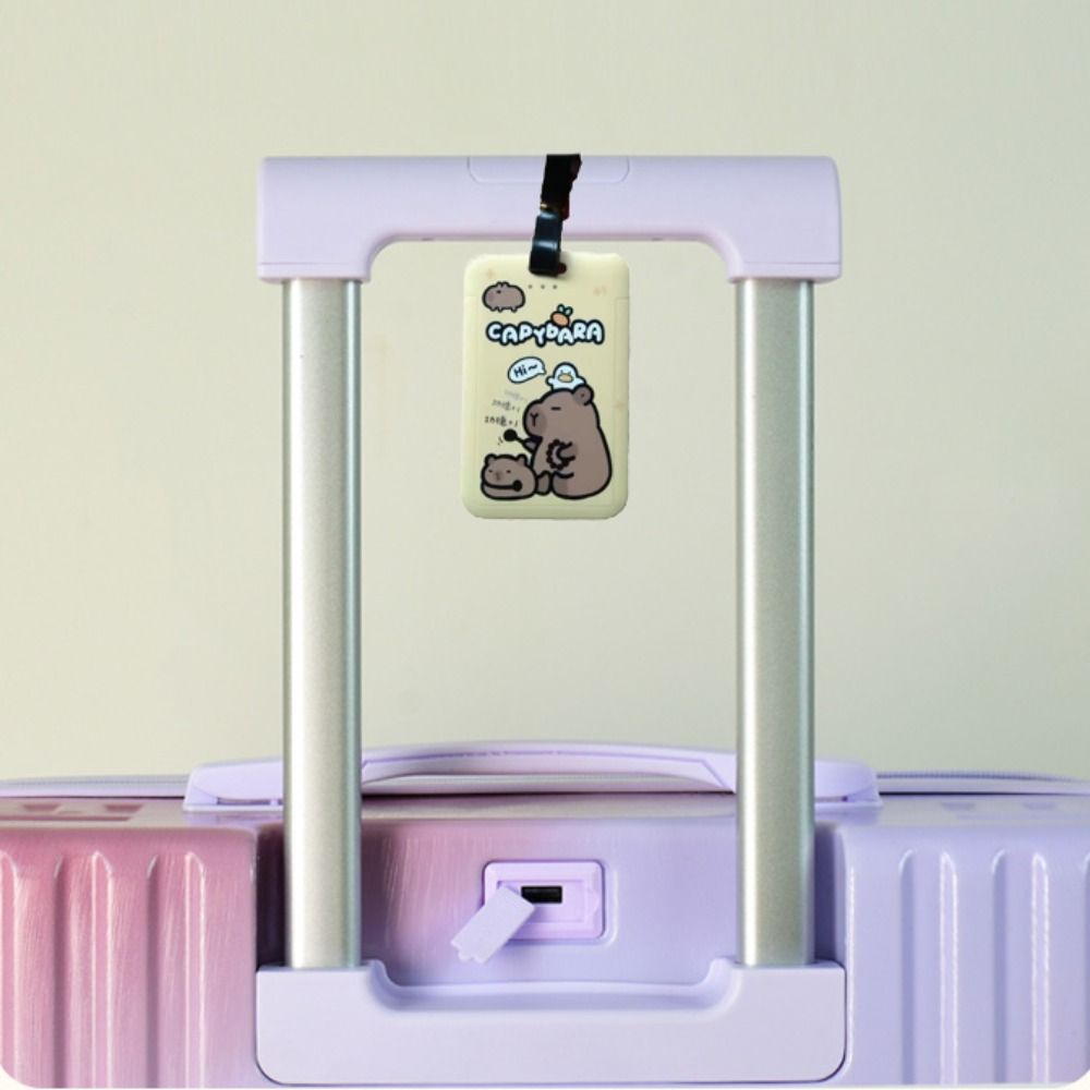 Cartoon Capybara Travel Luggage Tag Name Address Tel Soft Silicone Baggage Labels Mark Hanging Sign Board Baggage Tags