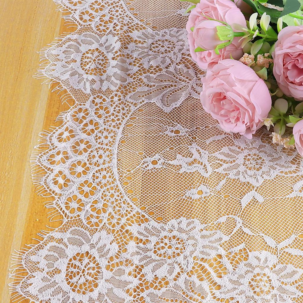 1Pcs 0.35x3M White Lace Table Runners for Home Decor Wedding Decoration Bridal Shower Baby Shower Party Supplies Table Ornament