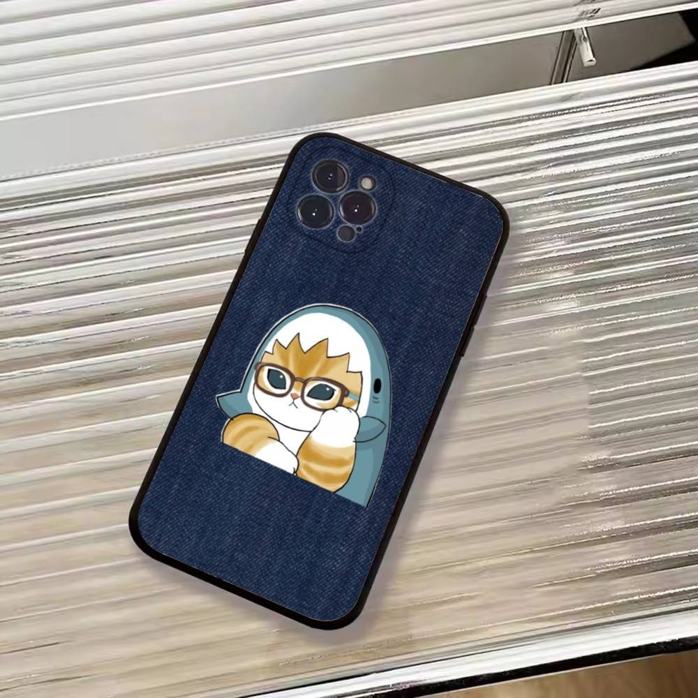 M-Mofusand Cat Cute Cartoon Phone Case For iPhone 17,16,15,14,13,12,11 Plus,Pro Max,XS,Soft Silicone Black Cover