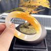 Treated Yellow Jade Bangle for Women - Chicken Fat Ice Jade Bracelet from Myanmar