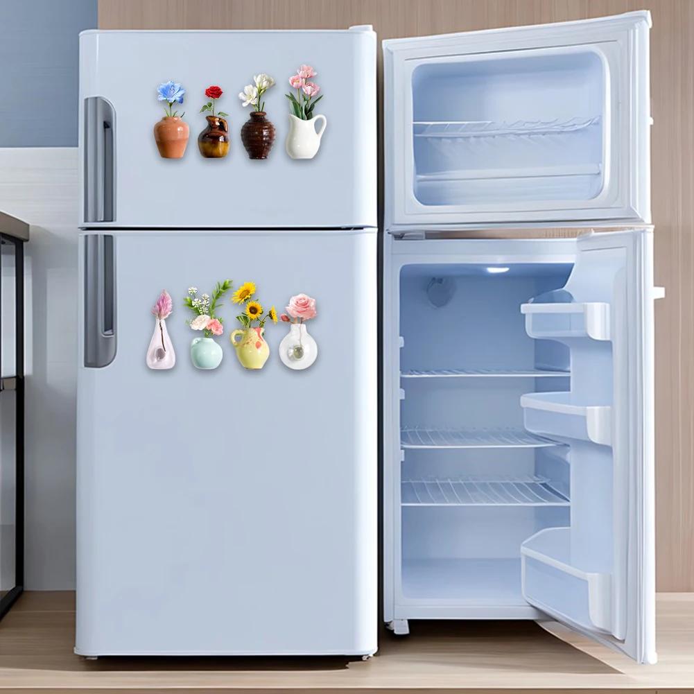 Ceramics Vase Fridge Magnet DIY Porcelain Vase Refrigerator Magnet 3D Vase Decoration Magnet for Air Conditioners Fridge House
