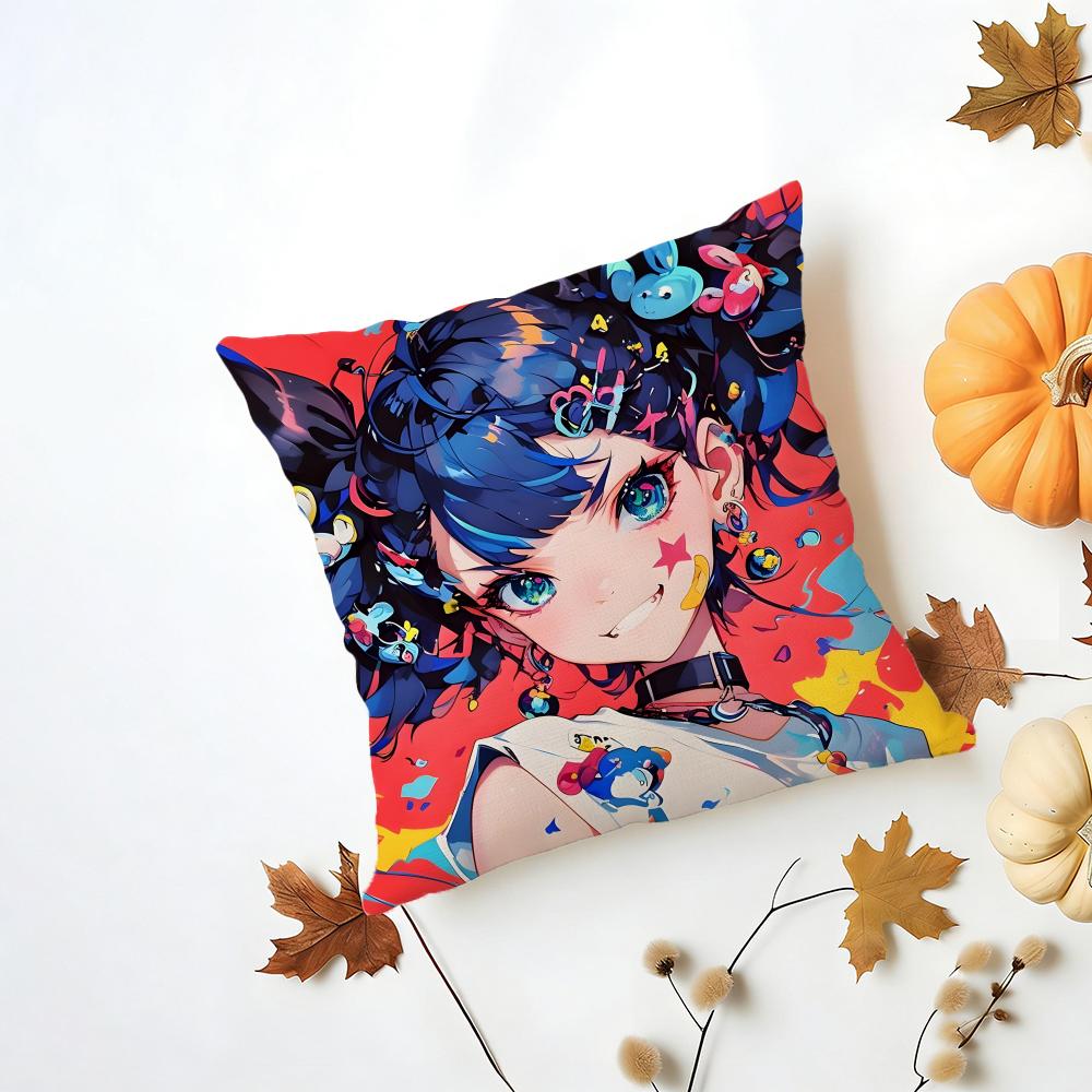 Fashion Pop Art Anime Street Graffiti Cushion Cover Washable Linen Pillowcase Soft for Daily Sofa Bed Home Room Decor