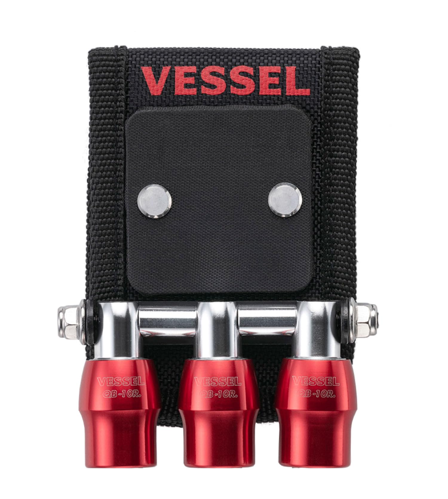 VESSEL Быстрозахватный тройной держатель с магнитом, Красный, QB-10MB3R