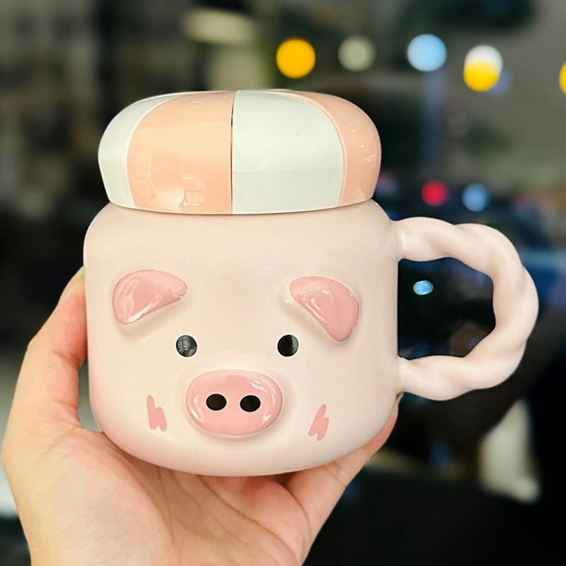 Cute Cartoon Puppy Mug With Lid High Value Ceramic Water Cup Girl Heart Office Coffee Cup Souvenir
