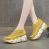 8CM Air Mesh Microfiber Leather Chunky Sneaker Ankle Boots Flatform Wedge Bling High Brand Comfy Spring Summer Shoes Women