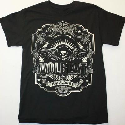 SOLDES Vtg VOLBEAT FONDÉ EN 2001 Coton Épais Noir Taille Unique T-shirt Unisexe T-shirt Unisexe