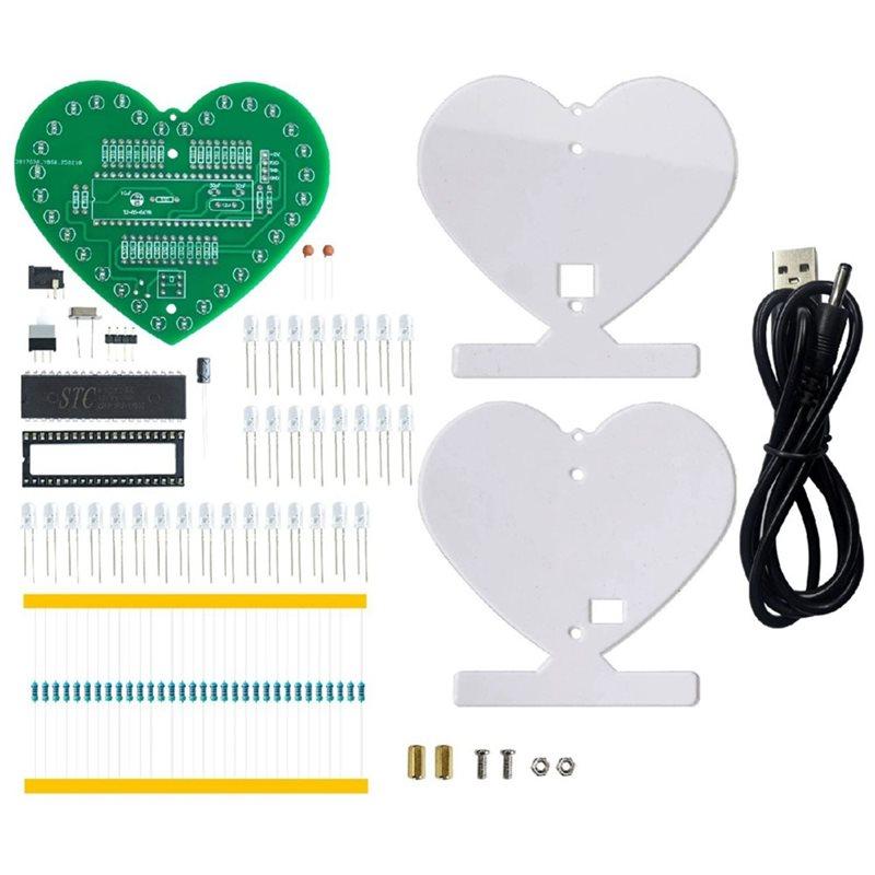 A34R PCB Soldering Practice Kit DIY Kit Electronic Multi-Function Heart-Shaped LED Digital Tube Display Clock
