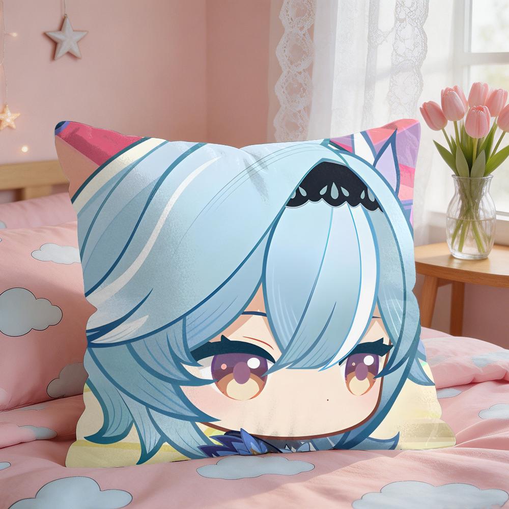 Eula Cute Cute Genshin Impact Cushion Cover Square Short Plush Pillow Case Living Room Sofa Home Decor Funda X