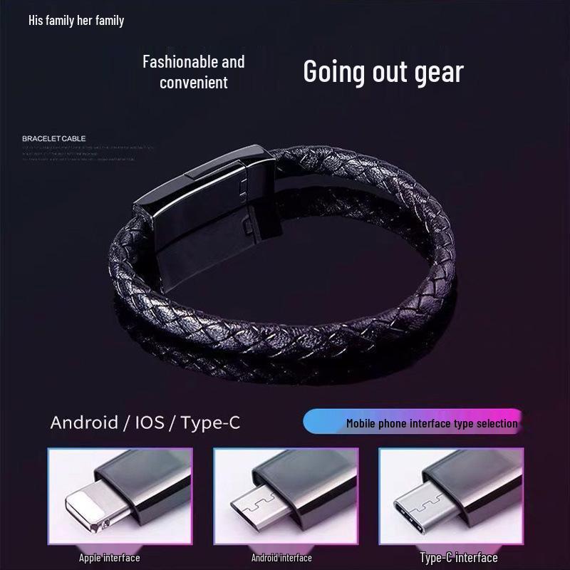Fast Charging Bracelet-Style USB Cable for Apple, Vivo, Huawei, Android, Xiaomi Devices