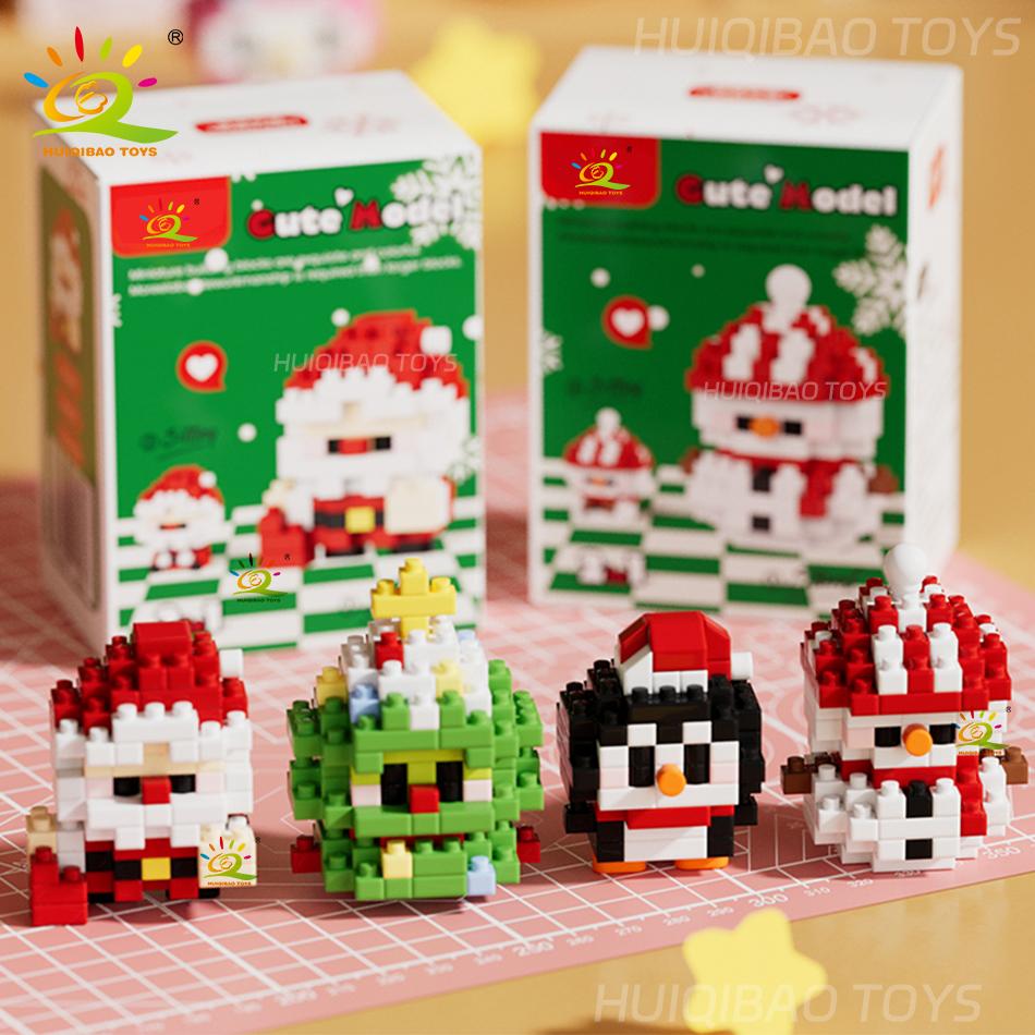 Non-Toxic Mini Christmas Santa Claus Micro Model Building Blocks Diy Tree Elk Snowman Set Bricks Toys For Children New Year Gift