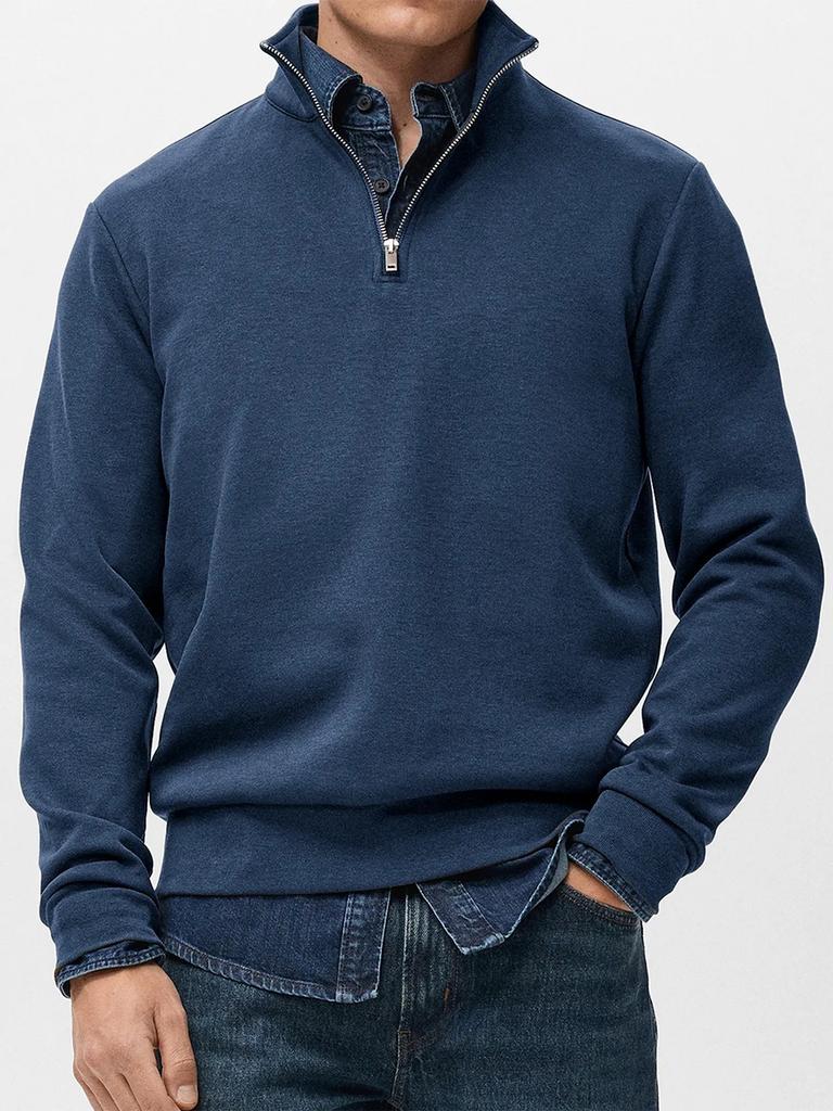 Men's Half Zip Sports Sweatshirt Stand Collar Long Sleeve Casual Pullover Top