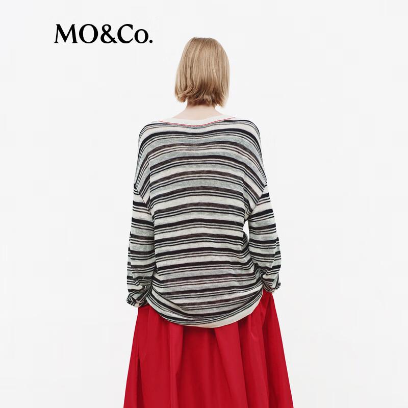 MO&Co. Striped Loose Fit Round Neck Sweater
