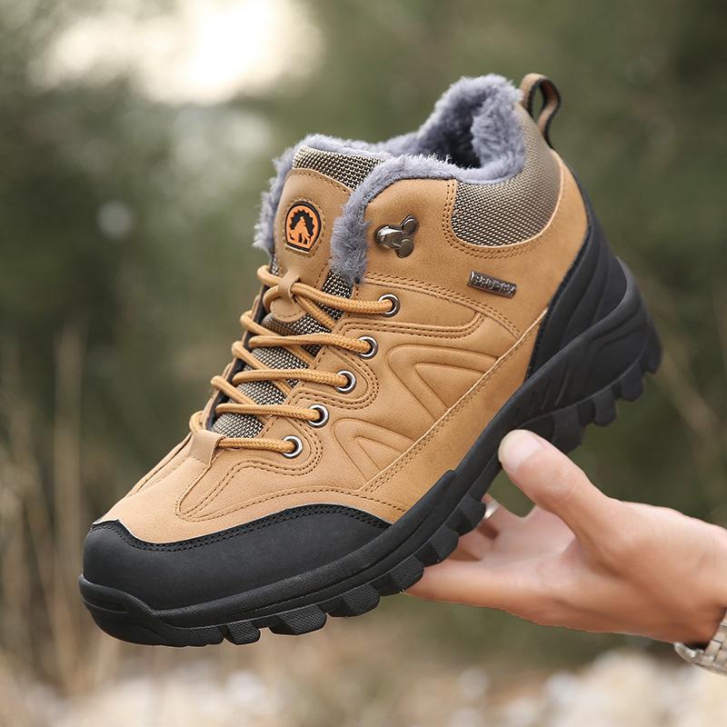 Winter Men's Boots Warm Men's Snow Boots Leather Waterproof Men Sneakers Outdoor Men Hiking Boots Work Shoes
