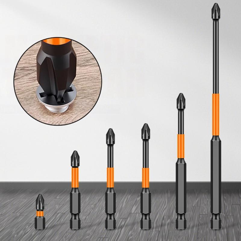 6Pcs Magnetic Impact Nonslip Crossing Screwdriver Head Hand Electric Drill Hexagonal Electric Screwdriver Bit Set Tools
