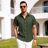 Alimens & Gentle Men's Linen Shirt Short Sleeve Button Up Shirt Wrinkle Free Casual Vacation Beach Summer