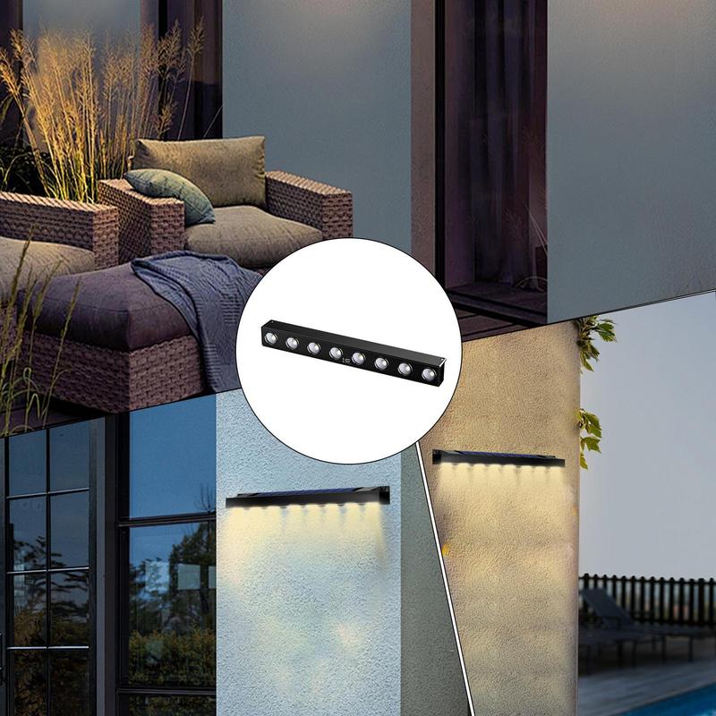 Solar Wall Lights Outdoor Wall Mounted Solar Lights Outdoor Motion Activated 8 LED Waterproof Spotlight Fixture For Courtyards