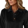 Women's Asymmetrical Long Sleeved Collar Shirt Top