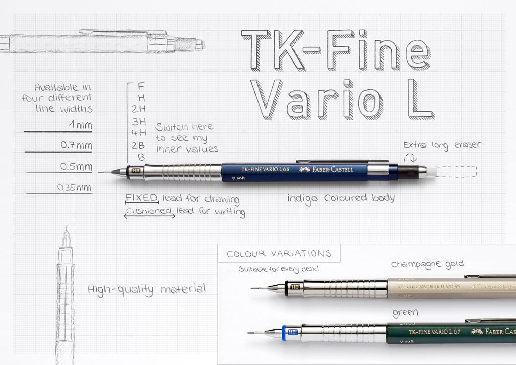 Vario L Mechanical Champagne Gold Faber-Castell TK-FINE Pencil, 0.5mm,