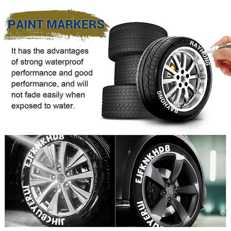 Car Tire White Paint Pen Non-Fading Graffiti Coloring Automotive Tire Paint Permanent Marker Pen For Car Wood