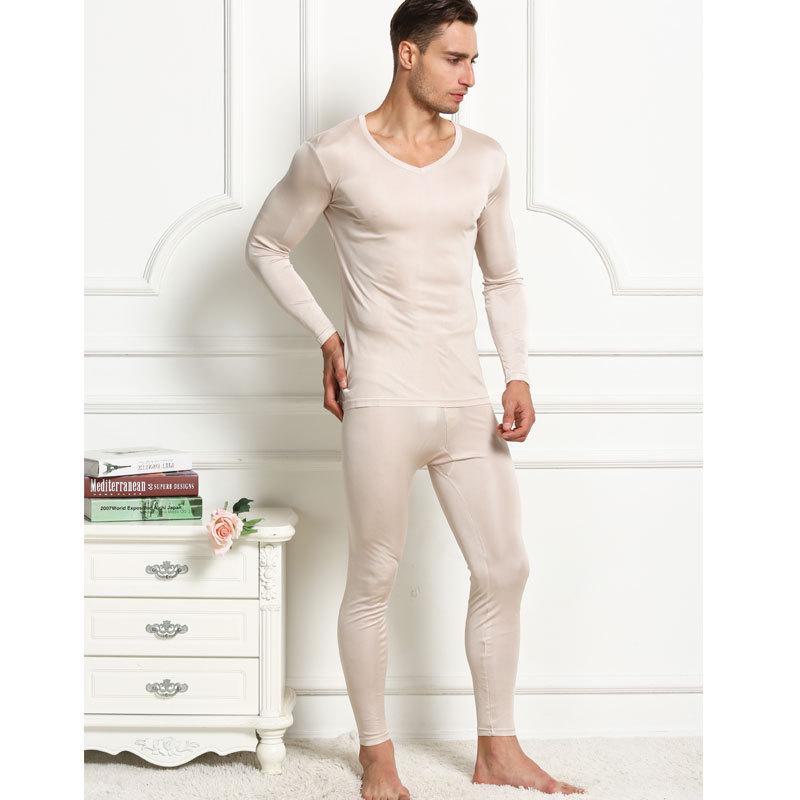 Tangge Men's Mulberry Silk Double-Sided Knitted Thermal Underwear Set