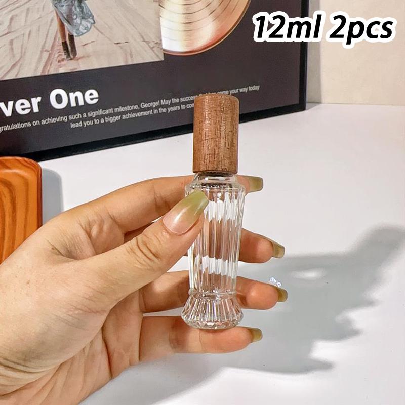 10Ml Wooden Cap Spray Bottle Clear Glass Spray Bottle Perfume Sample Vials Portable Refillable Cosmetic Empty Atomizer Gold Cap