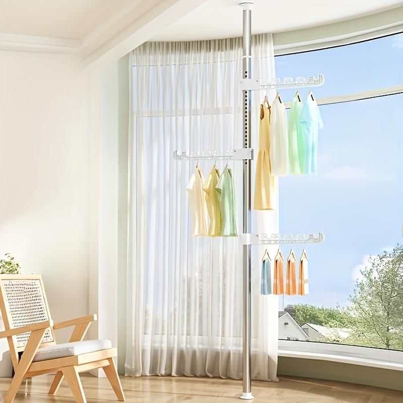 

Сушилка для одежды без сверления - Регулируемая 4/5/6-ярусная стойка для белья из нержавеющей стали для окна/балкона, компактная, расширяемая белый