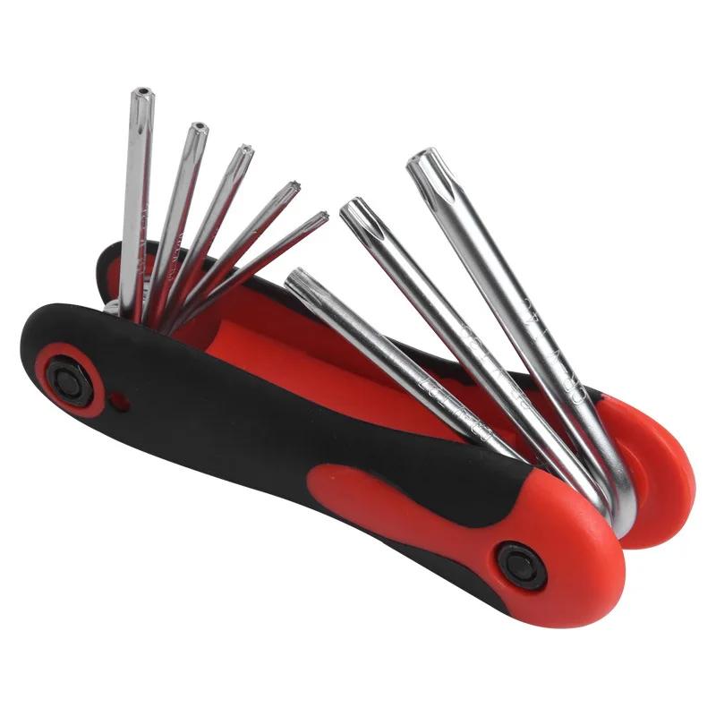 8 In 1 Folding Hexagonal Wrench Set Motorcycle Universal Portable Service Kit Motorbike Repair Tools T-shaped Screwdriver