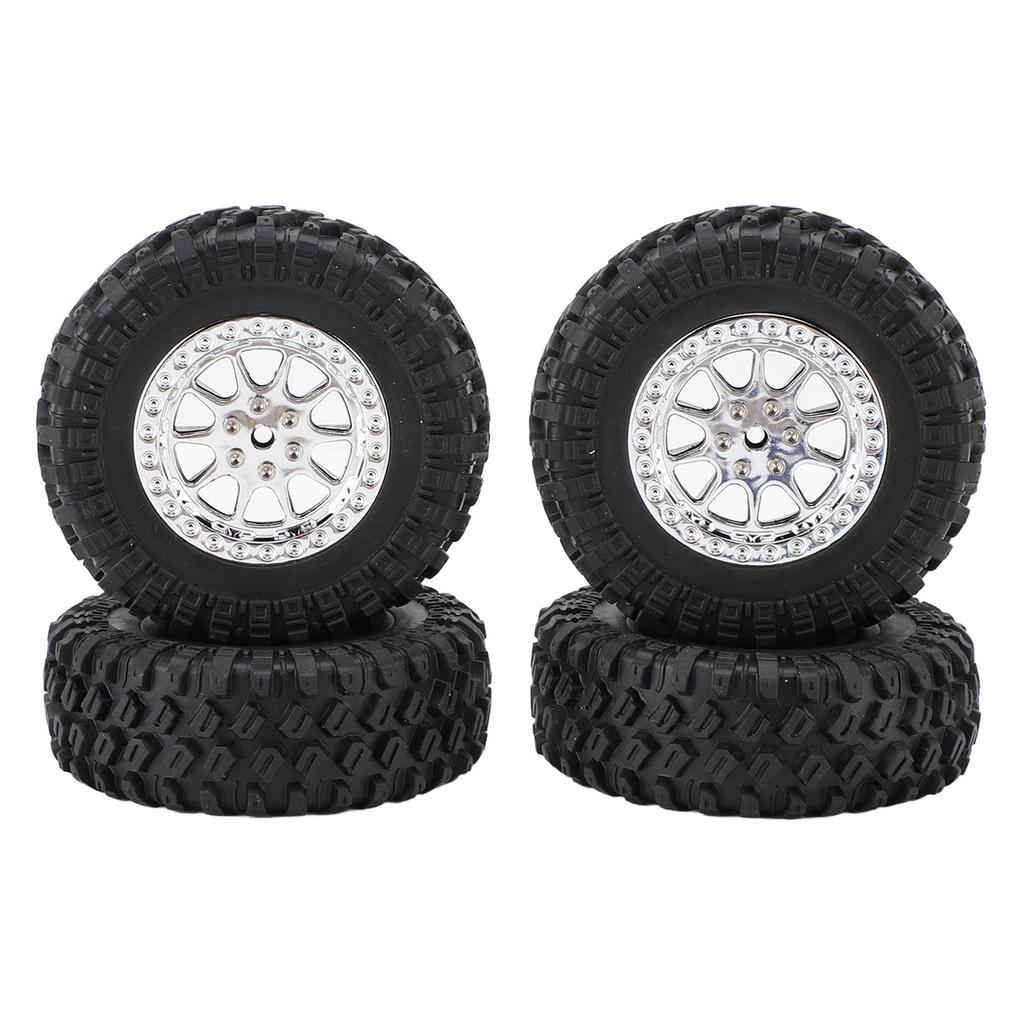 RC Car Tires Rubber Sturdy Remote Control Pickup Truck Wheel Tires Replacement for MN82 Silver
