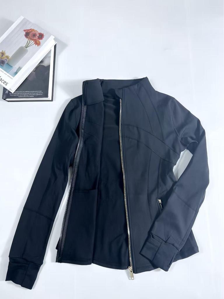 Lulu SLEEK CITY Women's Slim Fit Zipper Cardigan Fitness Jacket with Long Sleeves, Plus Velvet for Yoga.