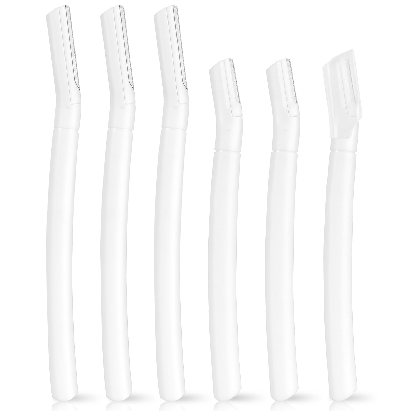 6-piece eyebrow razor set with protective cover | Multi-functional facial razors, 3 long-handle and 3 short-handle, white (1 set) Pack of 1 белый
