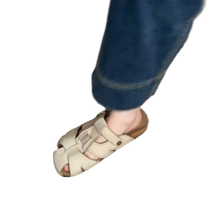 Thick-soled outer wear retro hollow bag head slippers women's new one-pedal lazy casual cool slippers