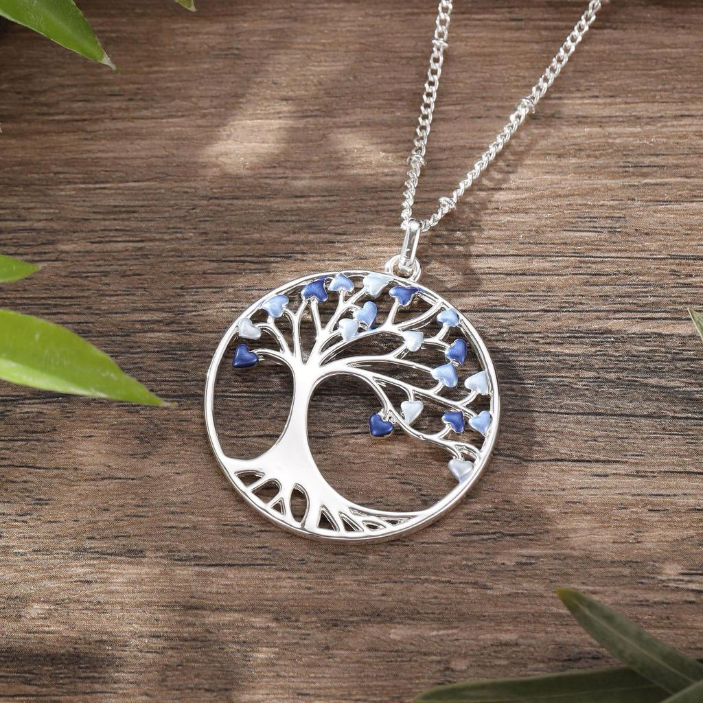 Nouveau pendentif arbre d'amour rond creux peint à l'huile couleur, collier arbre de vie haute sensibilité pour femmes