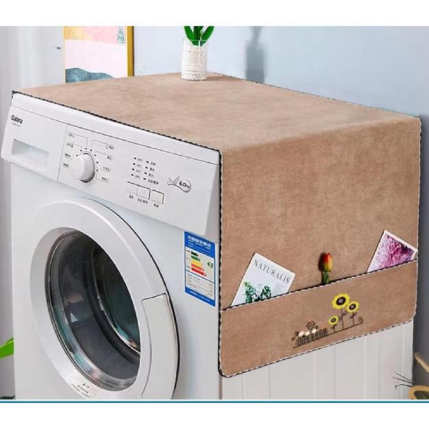 Microwave Oven Cover Dust Oil Proof Cotton Linen Waterproof Fabric Cloth Machine Protector Decorative Kitchen Appliance Cover 13.7x39.3 inches Flower