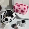 Cute Sweet Heart Pattern Plush Pencil Case Girly Women Large Capacity Cosmetic Bag Travel Portable Storage Bags Organizer Gifts