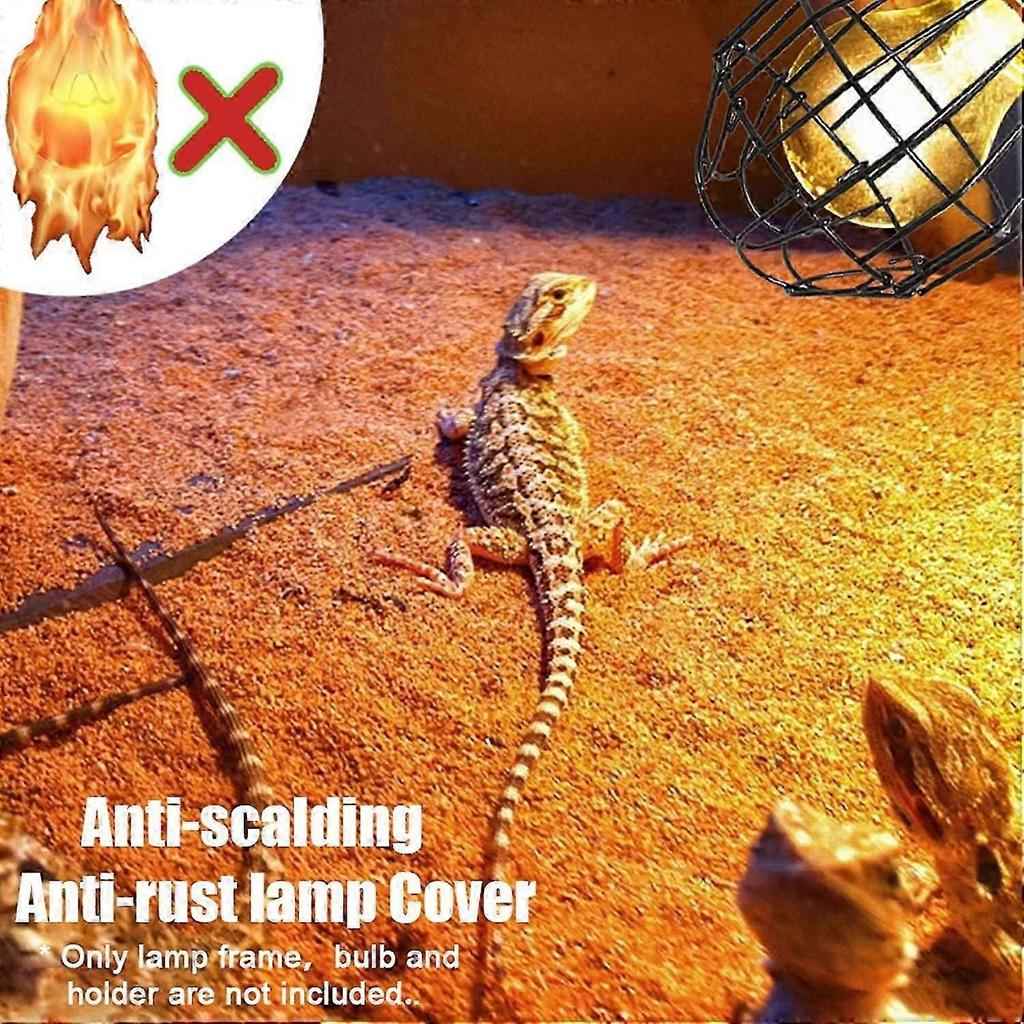 Reptile Heater Lamp Cover, - Iron Wire Reptile Heater Guard, Anti-scald Lamp Mesh Cover for Terrarium