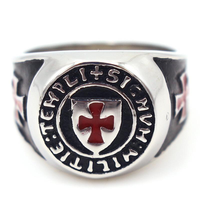 Anello Dominante in Acciaio Titanio Trendy da Uomo Anello ad Anello Scudo Inglese Anello a Croce