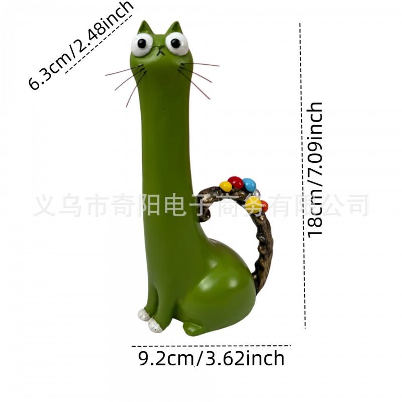 Handcrafted Resin Cat Vase Desk Decor Whimsical Animal-Shaped Flower Holder In Nordic Style