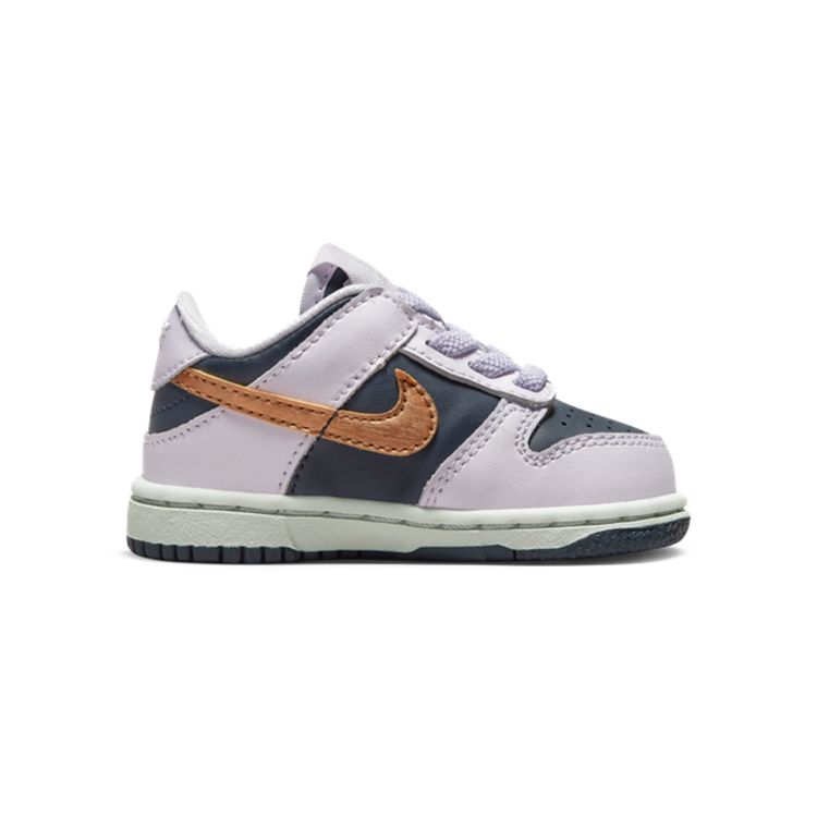 Nike Dunk Low SE TD Copper Swoosh Baby Sneakers Purple Thunder-Blue Barely-Grape DX1665-400