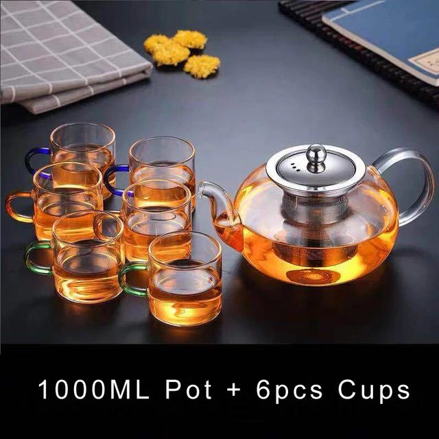 Glass Teapot With Stainless Steel Tea Strainer Infuser Flower Kettle Kung Fu Teawear Set Puer Oolong Heat Resistant Pot