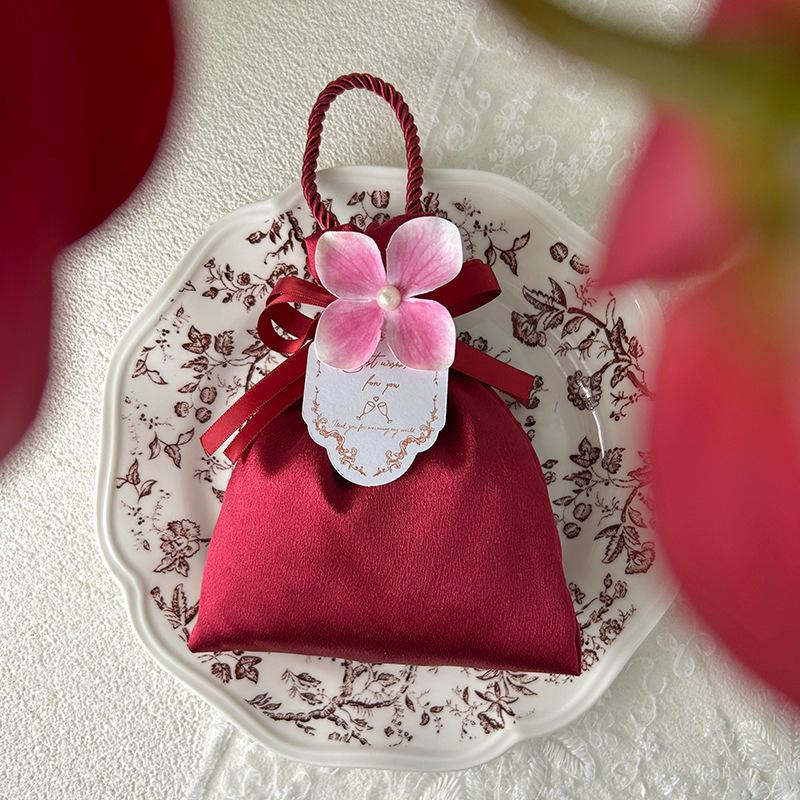 Elegant Satin Wedding Candy Bags and Boxes