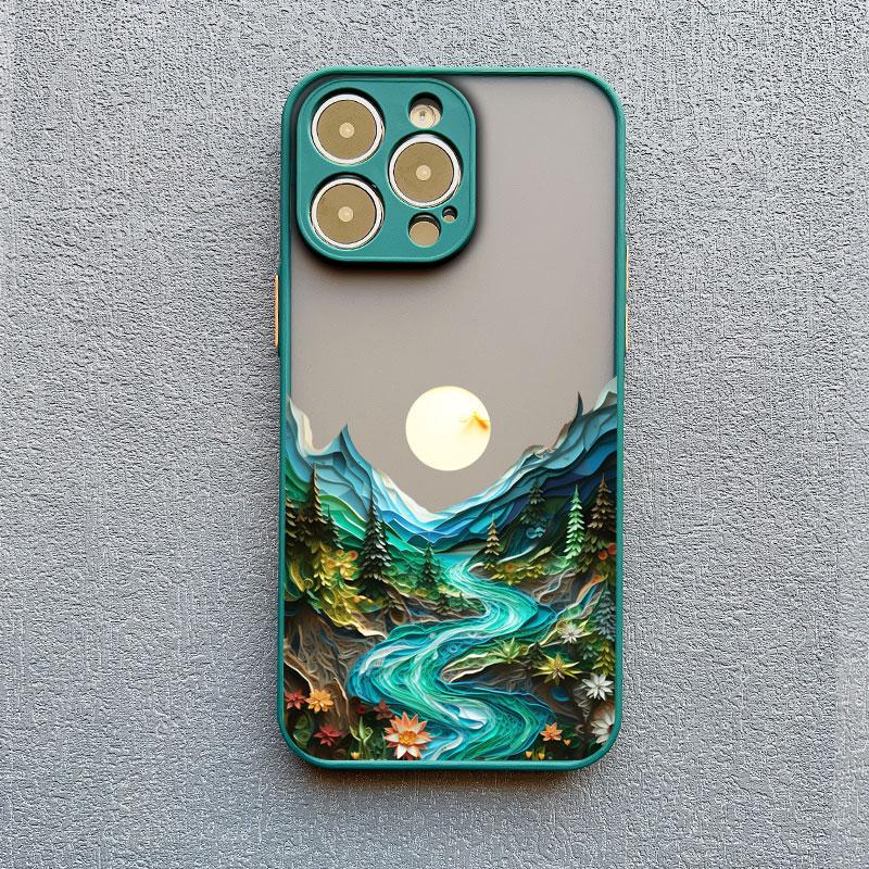 Forest scenery Mountain River Landscape Phone Case For iphone 16 15 14 13 12 11 Pro Max Mini Plus X XR XS 7 8 Shockproof Cover