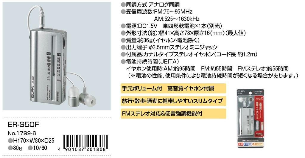 ELPA Slim Radio 1799600 AM/FM ER-S50F