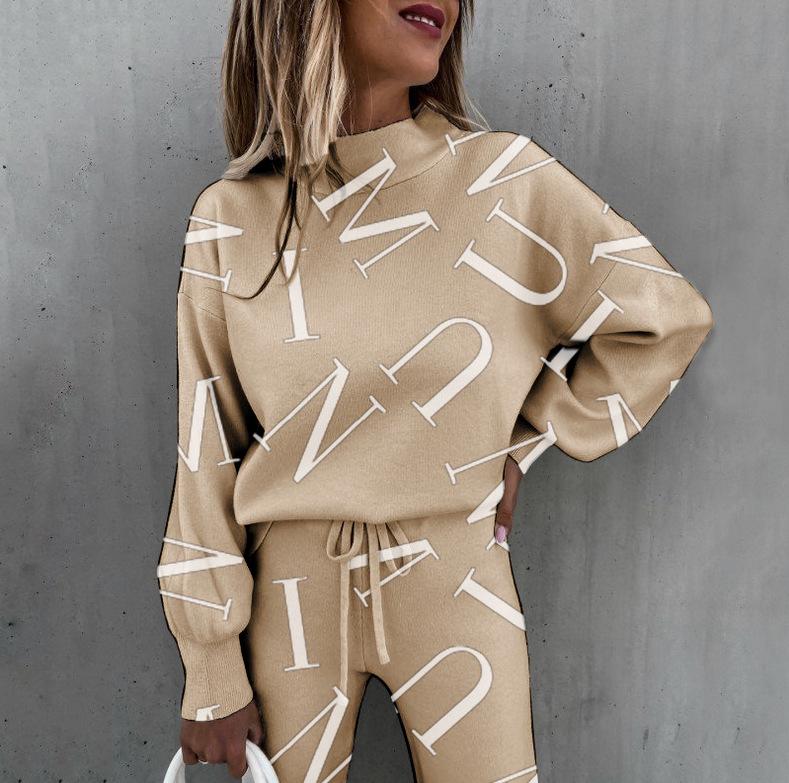 Autumn/Winter 2022 Women's Tie-dye High Neck Long Sleeve Fashion Casual Set