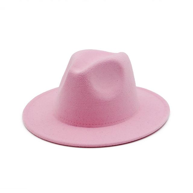 Women'S Black Elegant Wide Brim Fedora Flat Panama Hat Cap Wide Brim Autumn Hat Elegant Imitation Wool Camel Winter Caps