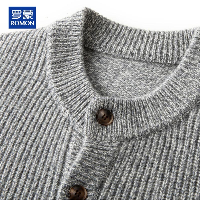 ROMON Men's 100% Pure Wool Chunky Knit Cardigan