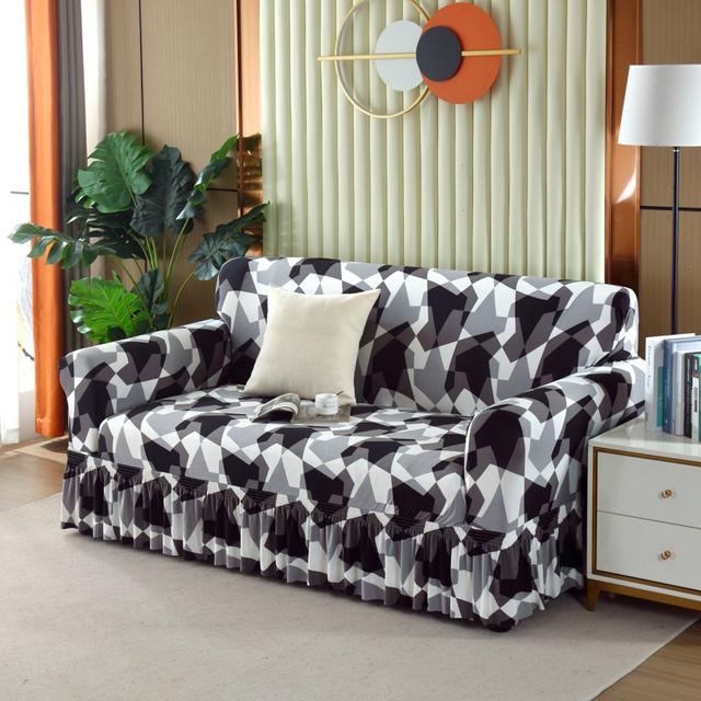 

Pastoral Print Sofa Cover Stretch Spandex Non Slip Sofa Skirt Slipcover For Living Room Home Decor 1Pc 1-seat 90-140cm