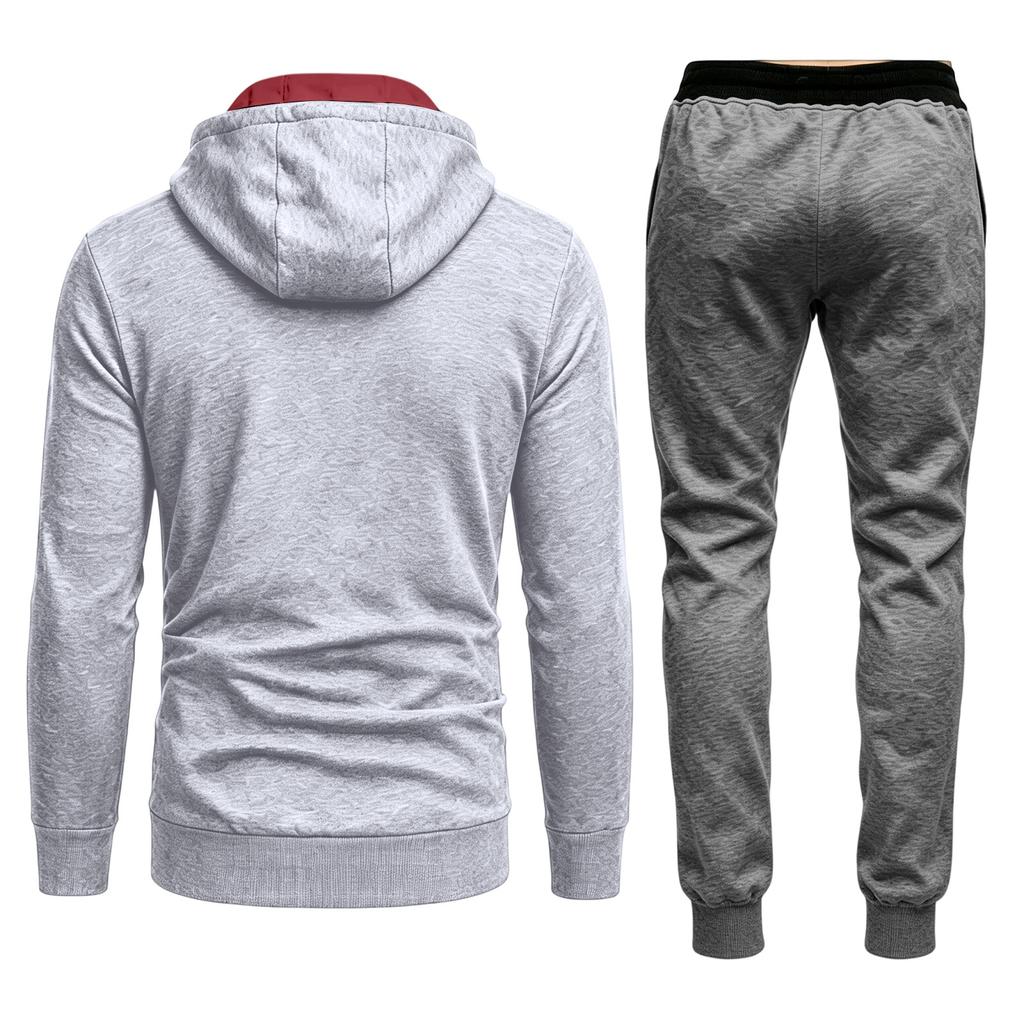 Men's Outdoor Lined Zip Up Hooded Sweatsuit Set Long Sleeve Top and Pants (Shoes Not Included)