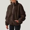Women's Plush Sweatshirt Womens Fashion Casual Long Sleeve Pocket Drawstring Hooded Zipper Thick Pullover Sweatshirt