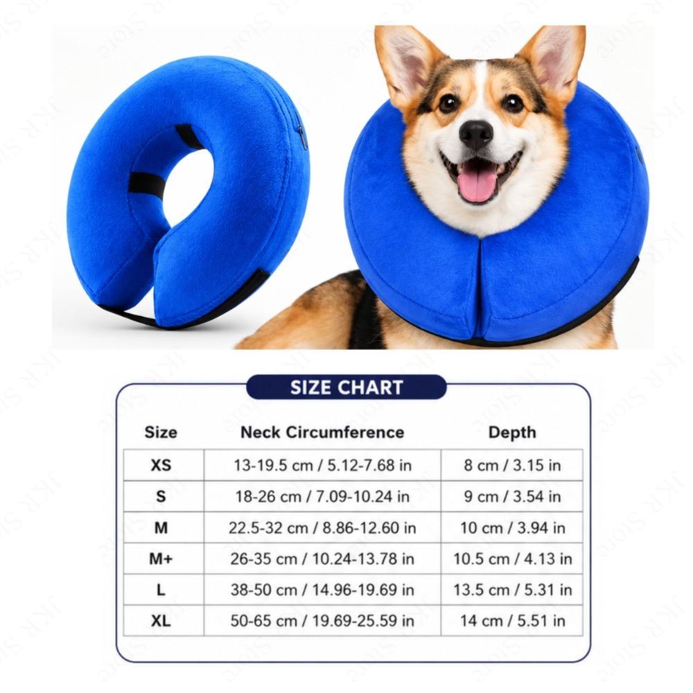 1Pc Soft Inflatable Dog Cone Collar Alternative for Small Medium Large Dogs, Neck Recovery E-Collar Donut Collar After Surgery