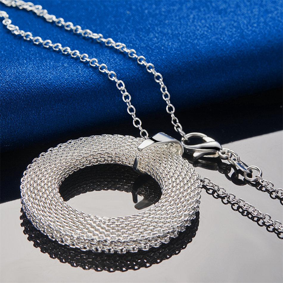 925 sterling silver 16-30 inch exquisite round woven pendant necklace, women's jewelry party gift, fashionable wedding